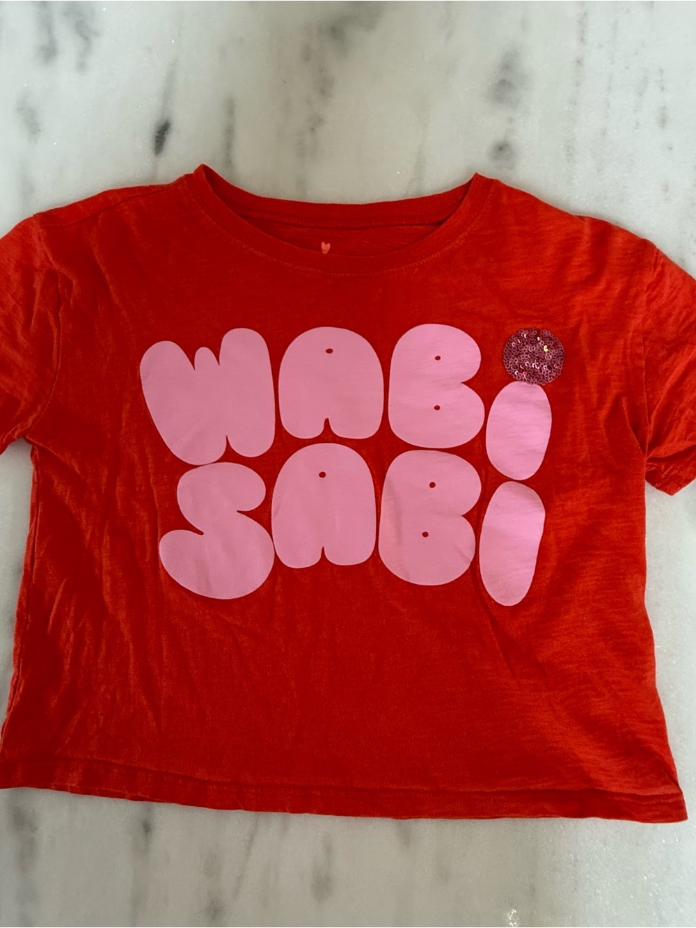 Crewcuts Red Tee with Pink "WABI SABI" Graphic